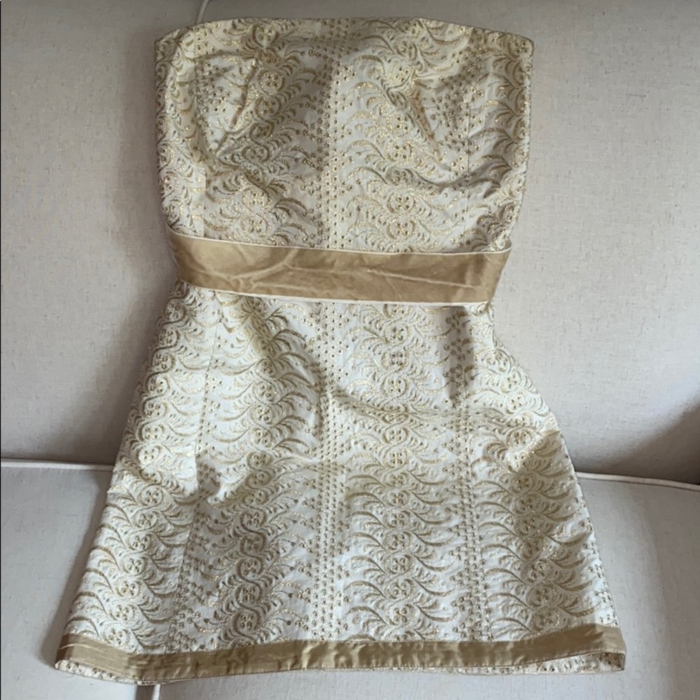 Banana Republic gold embroidered dress